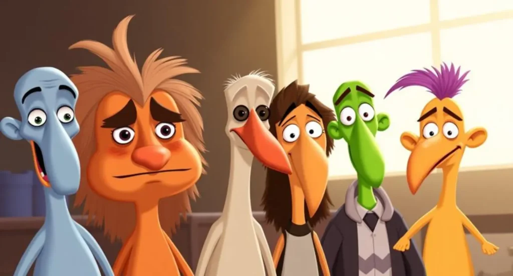 Cartoon Characters with Long Faces