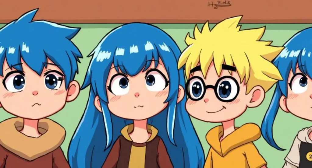 Cartoon Characters with blue Hair