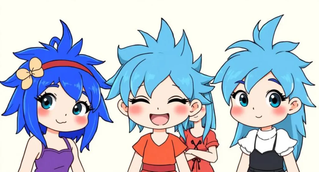 Cartoon Characters with blue Hair