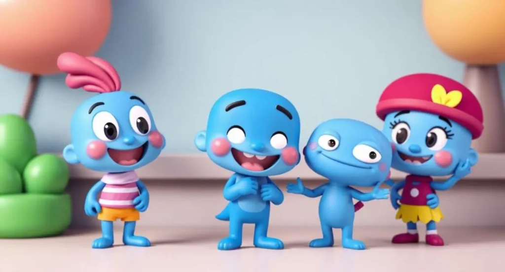 blue cartoon characters