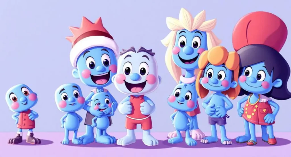 blue cartoon characters