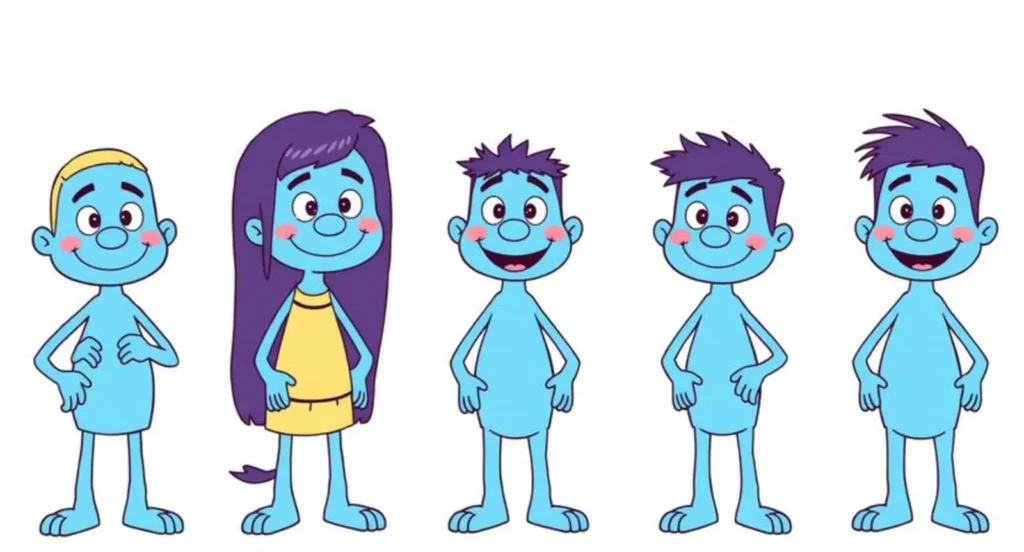 blue cartoon characters