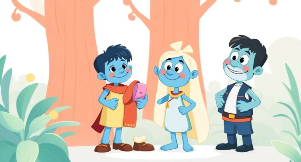 blue cartoon characters