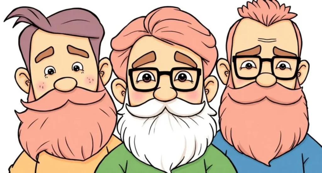 cartoon characters with beards