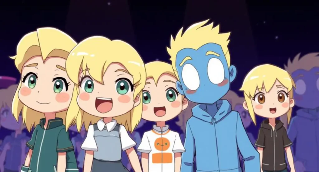 cartoon characters with blonde hair