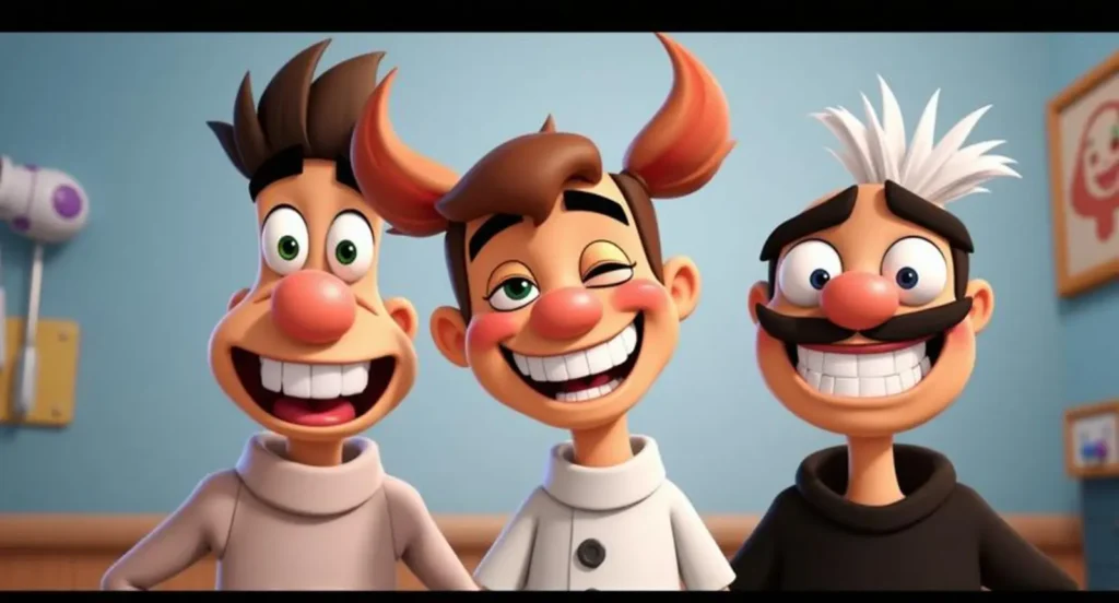 cartoon characters with braces