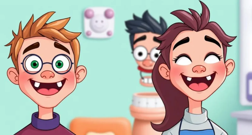 cartoon characters with braces