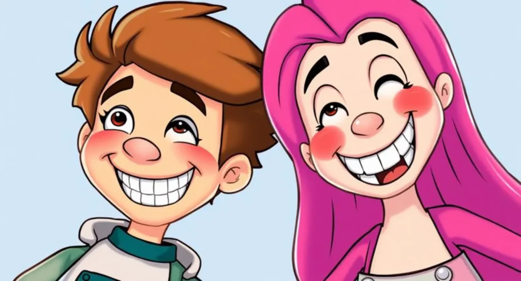 cartoon characters with braces