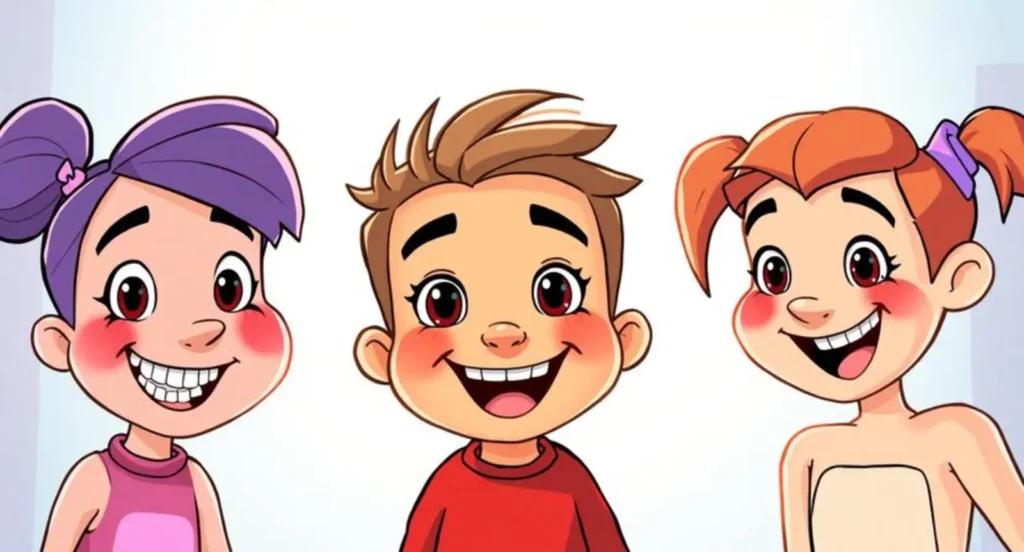 cartoon characters with braces