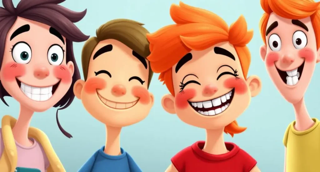 cartoon characters with braces