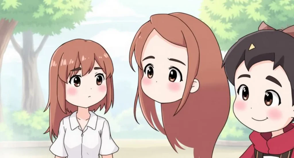 cartoon characters with brown hair