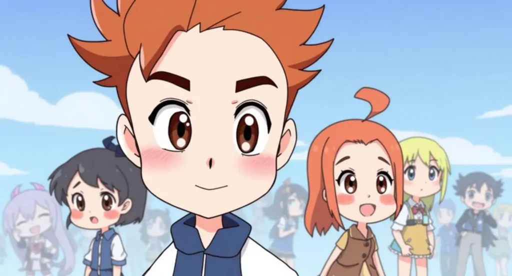 cartoon characters with brown hair