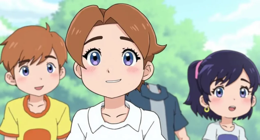 cartoon characters with brown hair