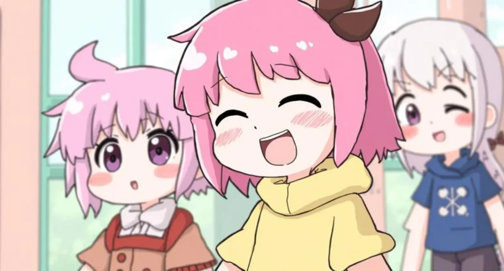 cartoon characters with pink hair