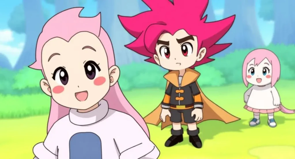 cartoon characters with pink hair