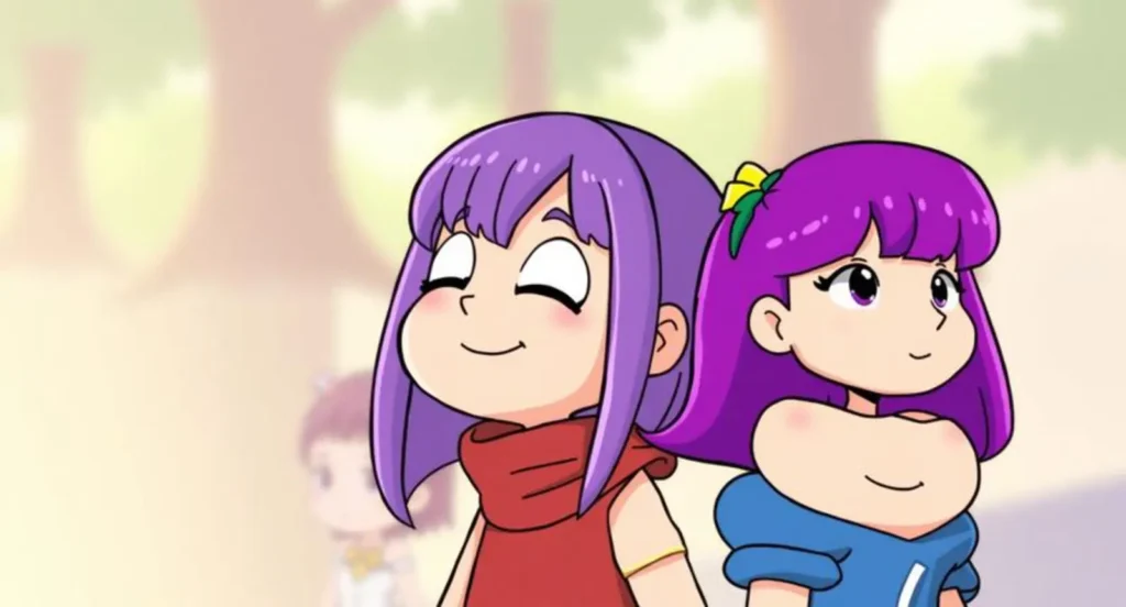cartoon characters with purple hair