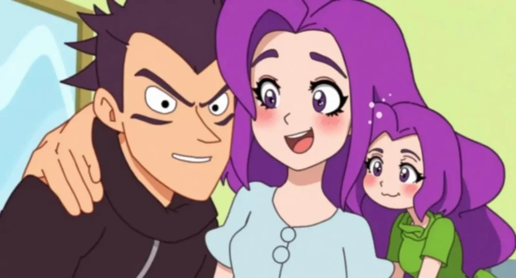 cartoon characters with purple hair