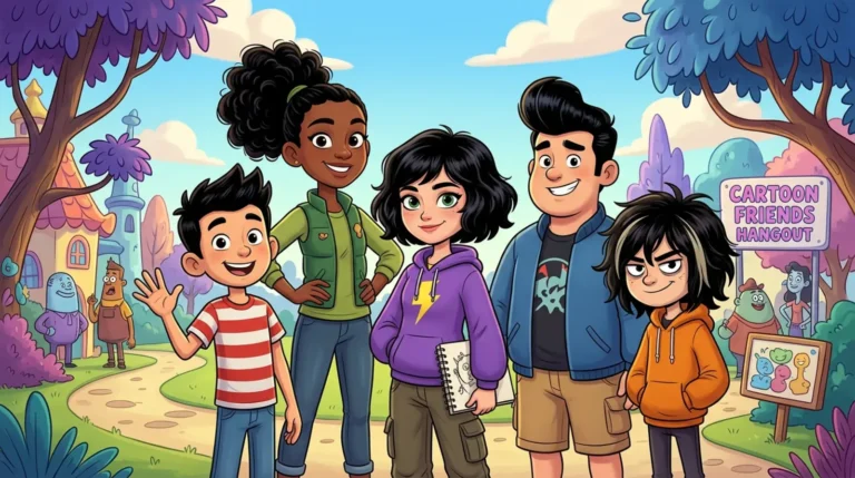 cartoon characters with black hair